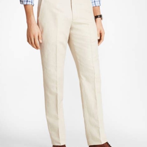 Brooks Brothers Pants Linen Green NEW #100217602 36 x 32 Slim Clark Fit $248